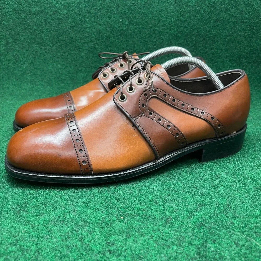 Vintage AG Mens Fine Shoes 10D Two Tone Spectator Brogue Oxfords OSullivans Heel